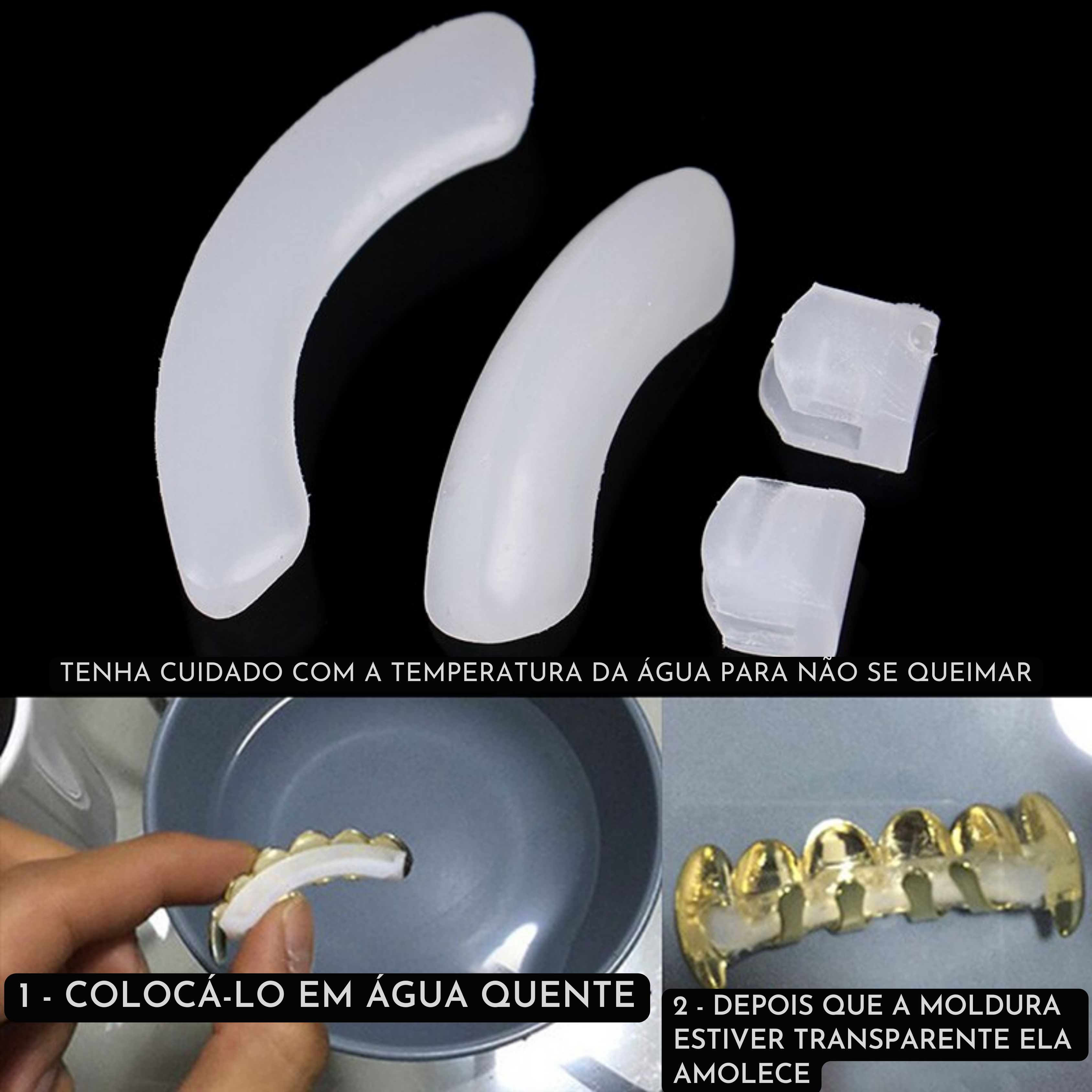 Grillz Luxo Cravejado ICE - com Molde de Silicone para ajustar aos dentes - ICE BRO JOIAS