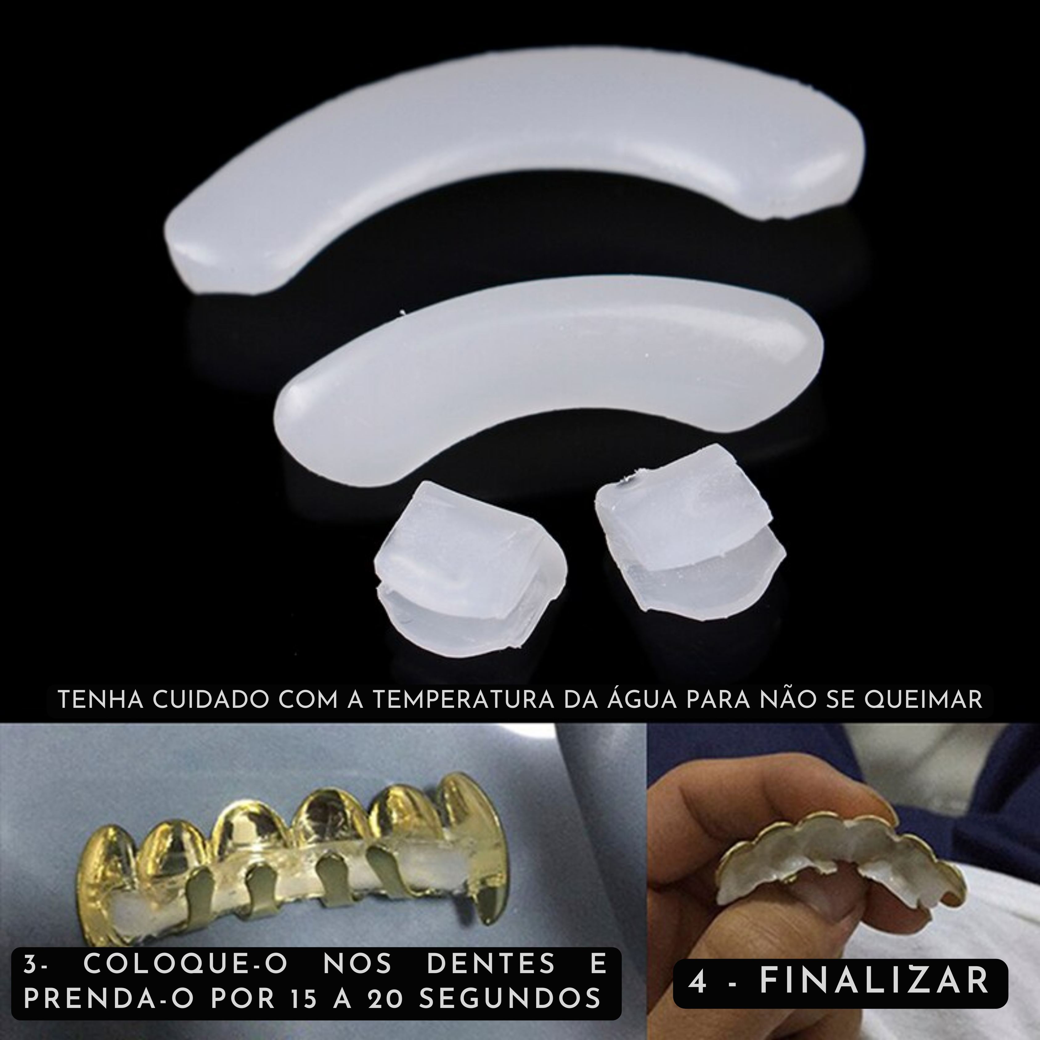 Grillz Luxo Cravejado ICE - com Molde de Silicone para ajustar aos dentes - ICE BRO JOIAS